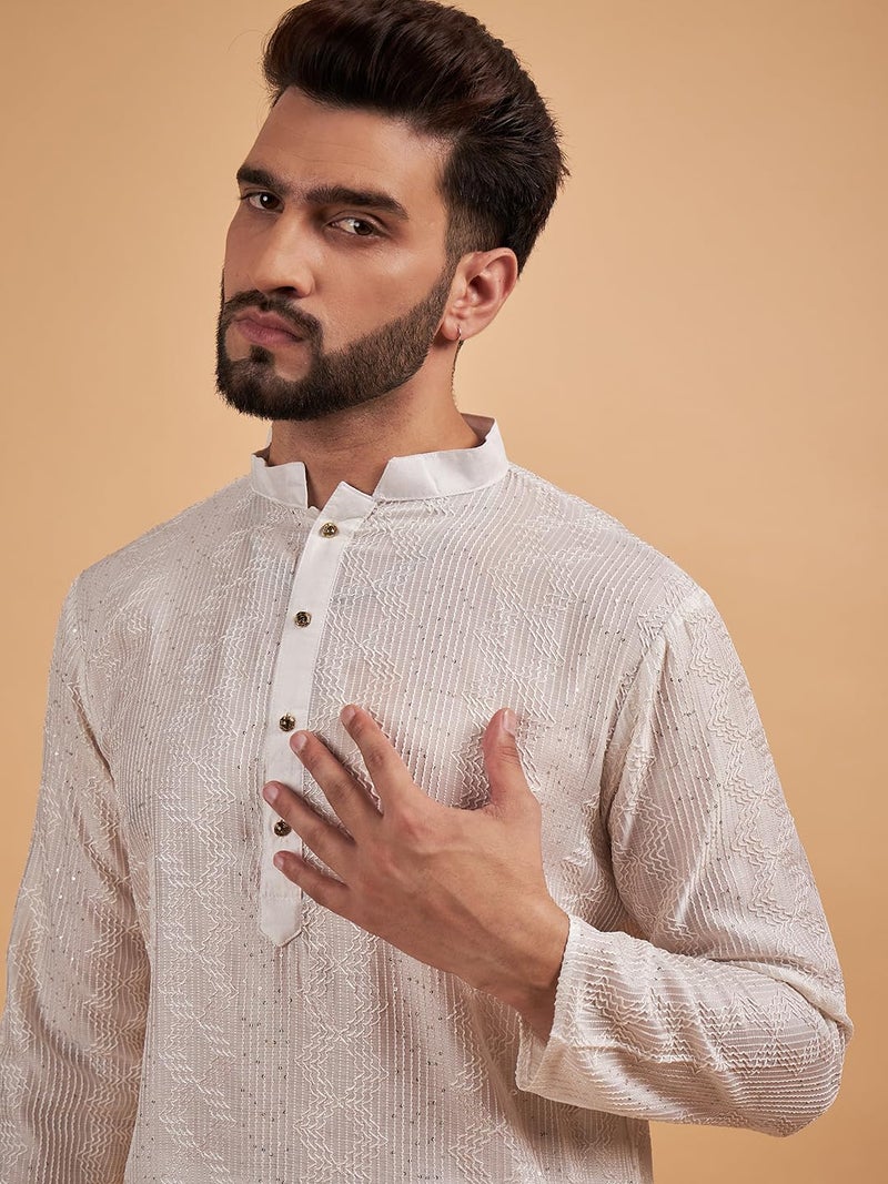 SWAGG INDIA كُرتا مستقيم مزخرف بخيوط الرايون للرجال | ملابس تقليدية - Image 2