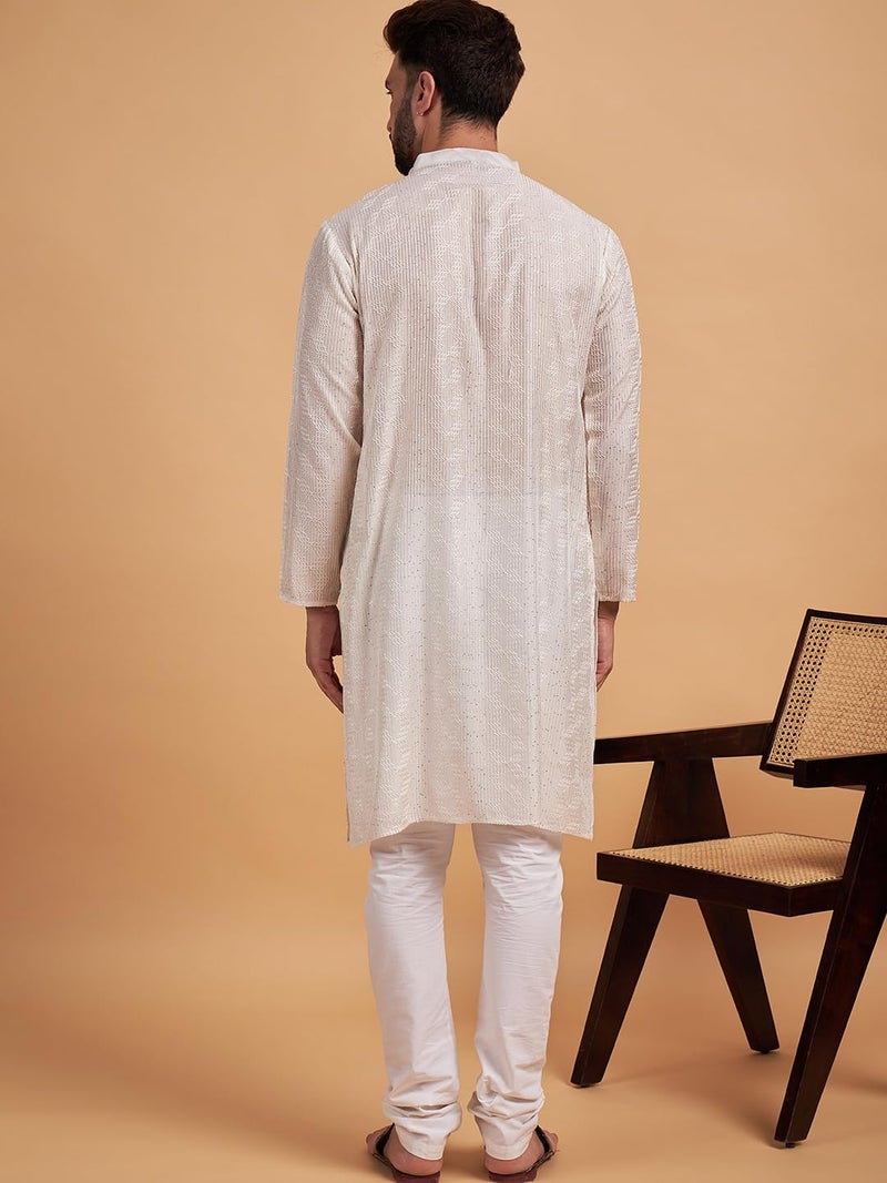 SWAGG INDIA كُرتا مستقيم مزخرف بخيوط الرايون للرجال | ملابس تقليدية - Image 4