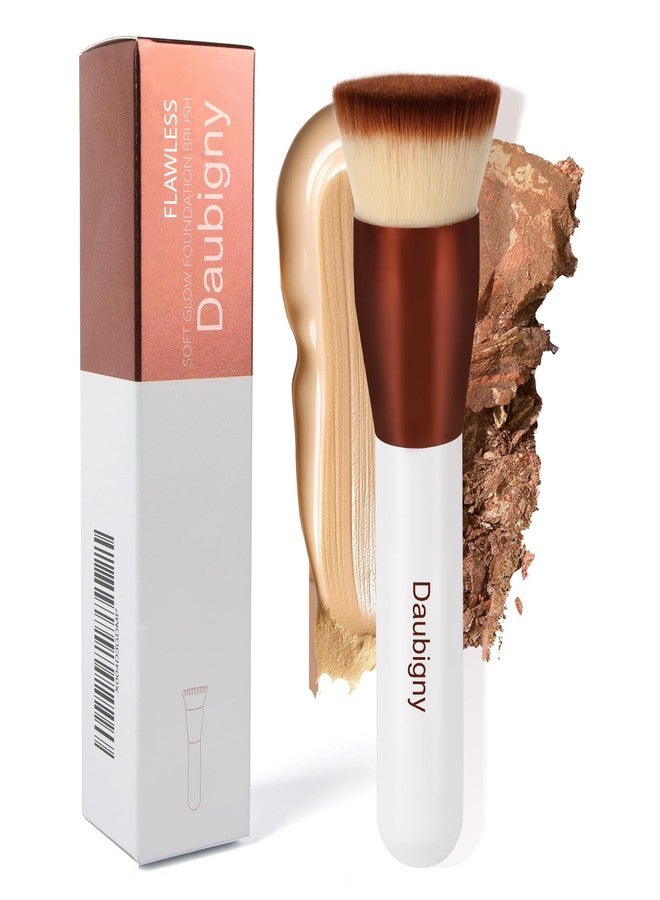 Daubigny 1.5" Top Diameter Foundation Brush - Premium Makeup Brush, Perfect For Liquid Makeup, Cream, Buffing, Blending (White Gold) - Image 1
