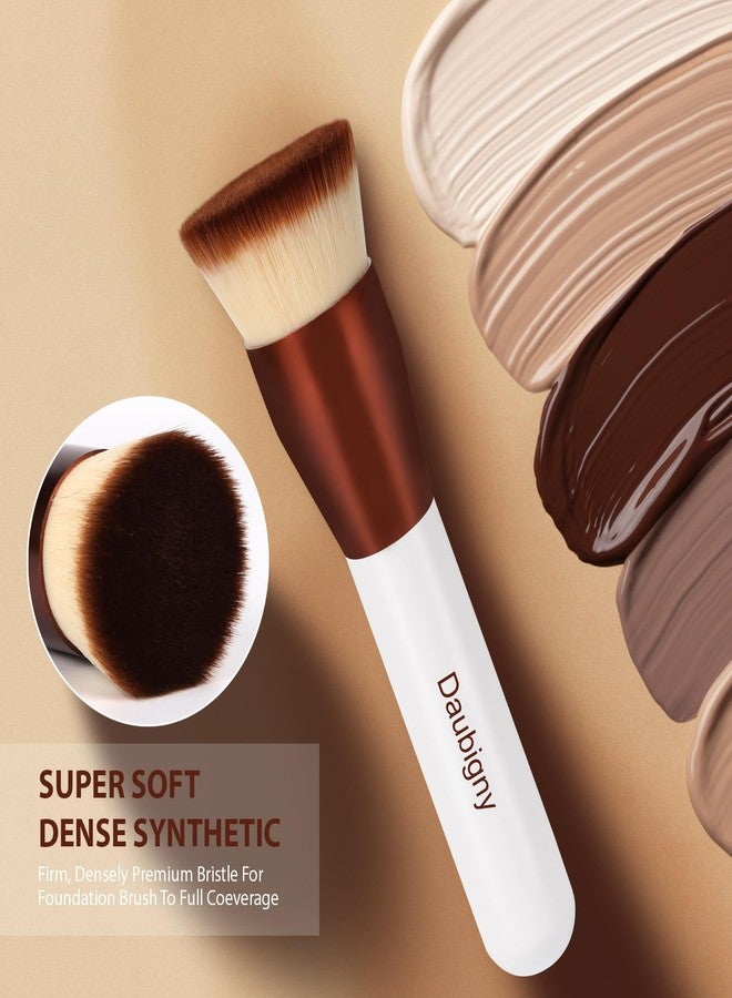 Daubigny 1.5" Top Diameter Foundation Brush - Premium Makeup Brush, Perfect For Liquid Makeup, Cream, Buffing, Blending (White Gold) - Image 3