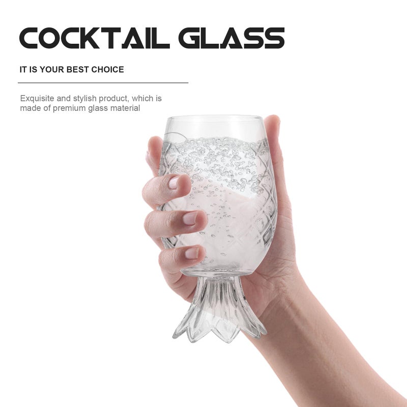 Vintage Pineapple Glass Cocktail Cup 440ml For Juice Whiskey And Cold Beverages - Image 5