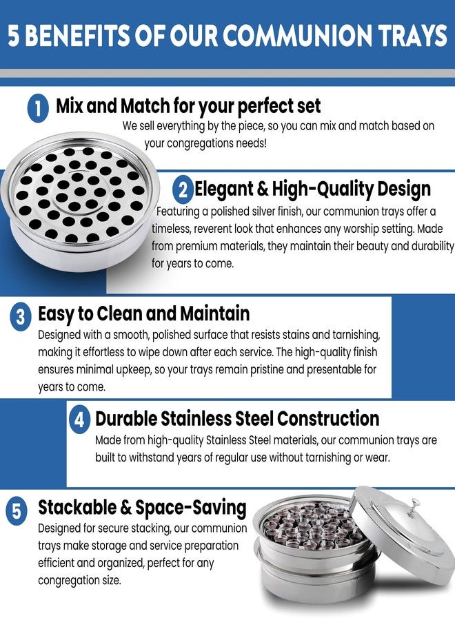 Steadfast Selections (Cup Tray) Silver Premium Communion Trays for Churches | Stainless Steel Communion Set, Supplies | 40 Cup Tray | Church Communion Ware Sets - Image 2
