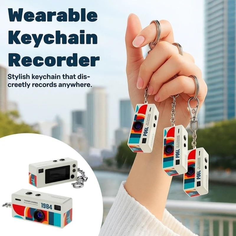 ® Mini Thumb Camera 0.96" Keychain Digital Camera, Retro Pocket Small Camera with 1080P HD Video, Built-in Flash, Travel and Vlogging Camera Off White - Image 2