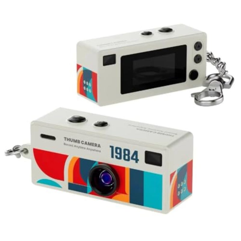 ® Mini Thumb Camera 0.96" Keychain Digital Camera, Retro Pocket Small Camera with 1080P HD Video, Built-in Flash, Travel and Vlogging Camera Off White - Image 1
