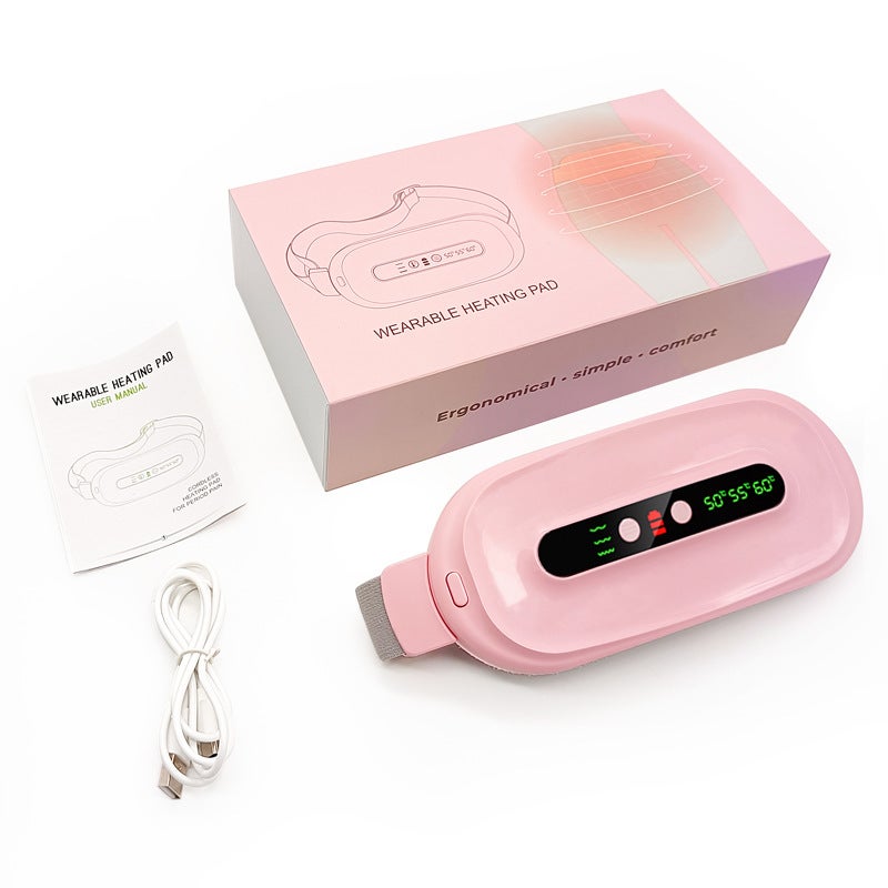 Generic Cross-Border New Product Charging Type Heating Belt Vibration Massage Belt Heat Therapy Waist Belt Manufacturers Guide Pink 