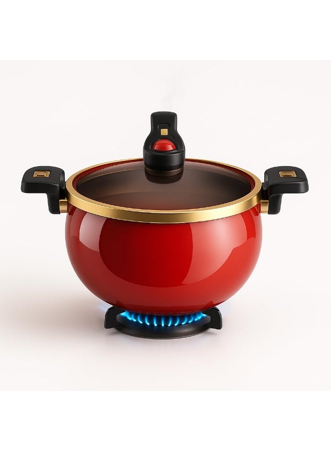 XVersion Premium 7L Enamel Micro-Pressure Cooking Pot – 26cm Non-Stick Large Saucepot for Soup & Stew, Multi-Functional Casserole, Gas & Induction Compatible (Red) - Image 1