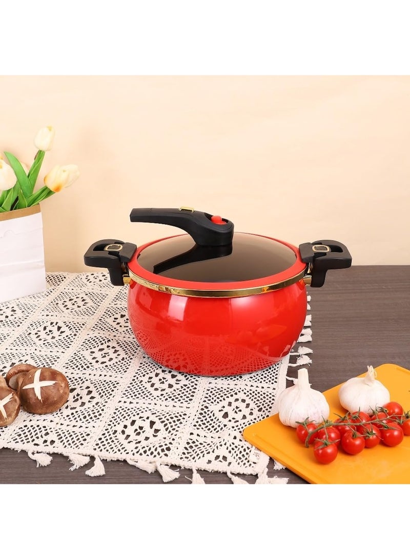 XVersion Premium 7L Enamel Micro-Pressure Cooking Pot – 26cm Non-Stick Large Saucepot for Soup & Stew, Multi-Functional Casserole, Gas & Induction Compatible (Red) - Image 4