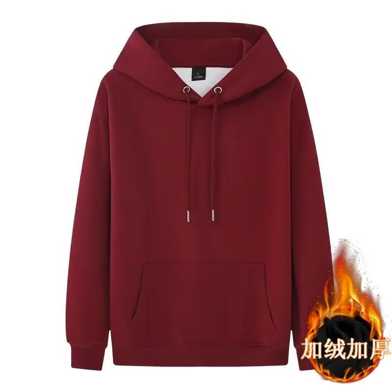 Sweater mens hooded spring and autumn ins Hong Kong style loose fashion brand Orange fashion all-matching coat 2024 new style Wine red