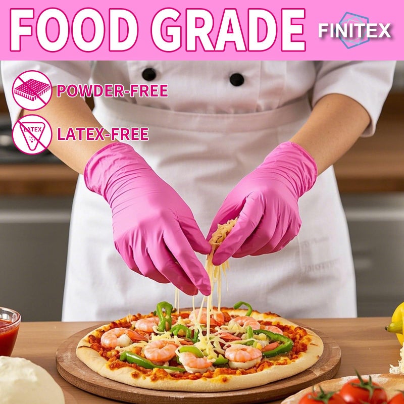 FINITEX Nitrile Disposable Latex-Free Gloves - 3.5mil 100PCS/Box Powder-Free 9inch Guantes de Nitrilo Cleaning Medical Exam Food Cooking Glove(100, X-Small) - Image 3