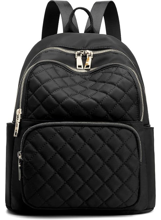 Backpack for Women, Nylon Travel Backpack Purse Black Small School Bag for Girls - Image 1