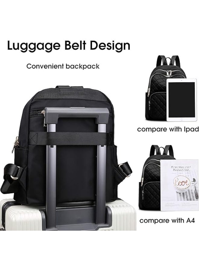 Backpack for Women, Nylon Travel Backpack Purse Black Small School Bag for Girls - Image 2