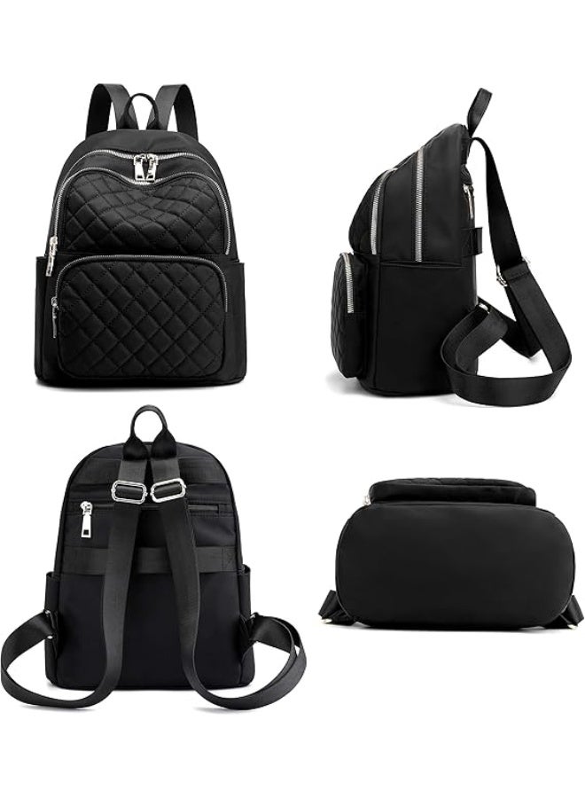 Backpack for Women, Nylon Travel Backpack Purse Black Small School Bag for Girls - Image 3