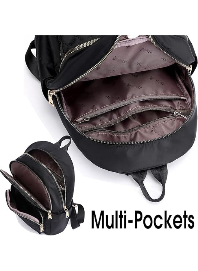 Backpack for Women, Nylon Travel Backpack Purse Black Small School Bag for Girls - Image 4
