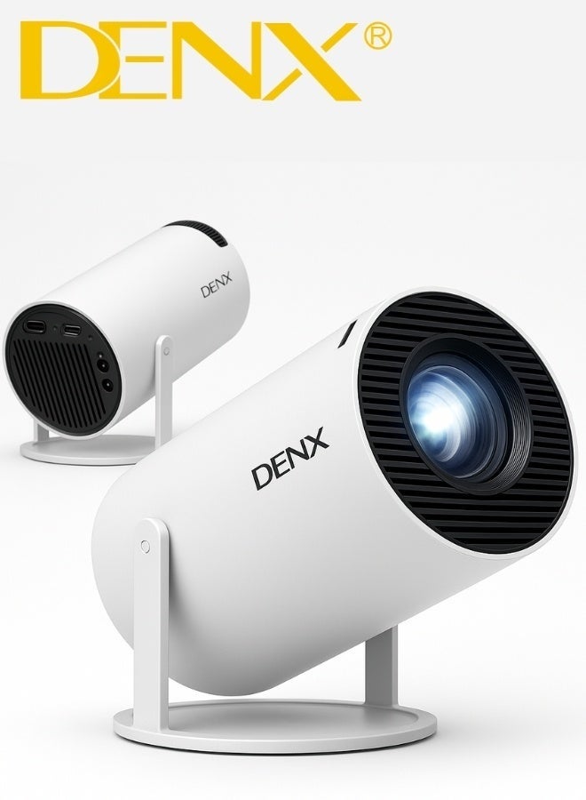 دينكس جهاز عرض ذكي DENX DX2591 - جهاز عرض محمول بدقة Full HD 1080P، يعمل بنظام Android 11، مزود بتقنية Wi-Fi وبلوتوث، إضاءة LED، دوران 380 درجة، منافذ متعددة HDMI وUSB، تركيز يدوي، مناسب للمسرح المنزلي والمكتب والسفر، لون أبيض. - Image 4