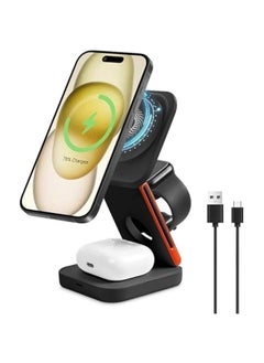 Wireless Charging Station for iPhone 15 Pro Max, Apple Watch 9, AirPods 3 - Black