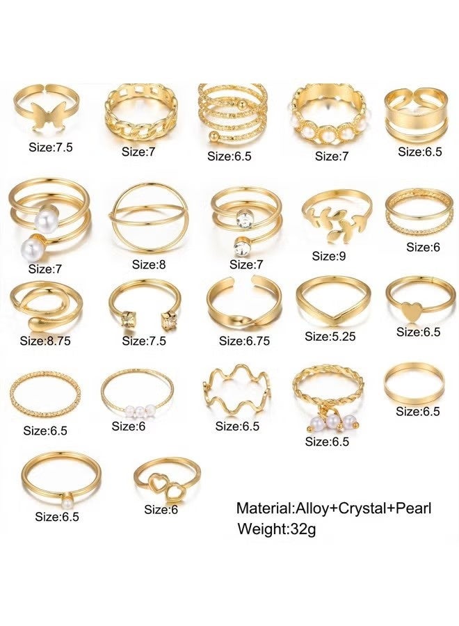 Simple And Elegant Style Stacked Rings Set, Leaf Flower Design Mixed With Daily Clothing, Golden Jewelry - Image 2