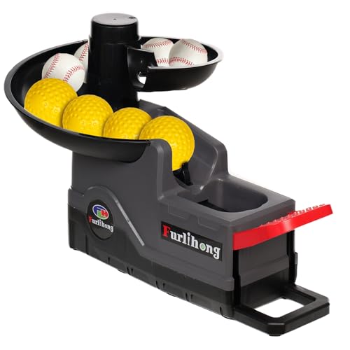 Furlihong 691BH Baseball Softball Toss Machine, Foot-Operated, No Power Needed, 4 Adjustable Gears, Includes 2 Ball Chutes, 1 PU Baseball & 1 PU Softball - Image 1