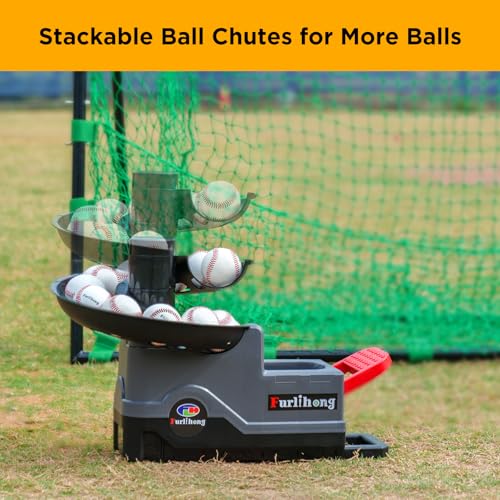 Furlihong 691BH Baseball Softball Toss Machine, Foot-Operated, No Power Needed, 4 Adjustable Gears, Includes 2 Ball Chutes, 1 PU Baseball & 1 PU Softball - Image 5