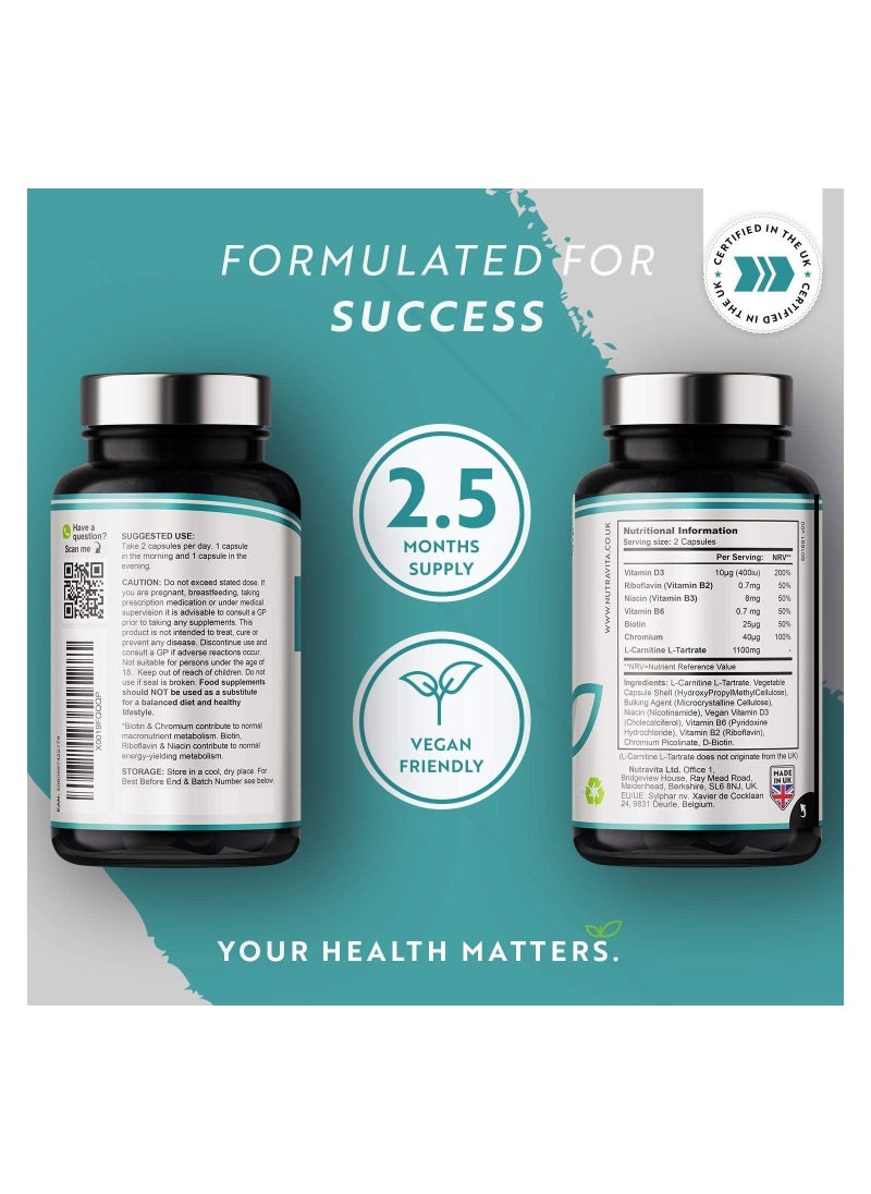 Nutravita - L-Carnitine Complex High Strength with Biotin and Chromium 150 Vegan Capsules - Image 1