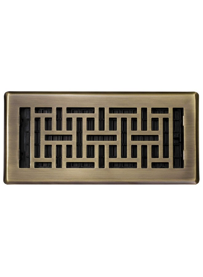 Decor Grates AJH410-A Oriental Floor Register, 4x10 Inches, Antique Brass Finish (pack of 1) - Image 1