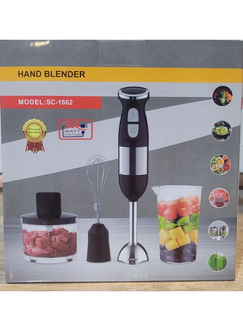 4-in-1 Hand Blender – 500W Stainless Steel Stick Blender with 2-Speed Control, 500ml Chopper, 600ml Beaker, Whisk & Frother for Smoothies, Soups, Baby Food, Sauces  - Image 5