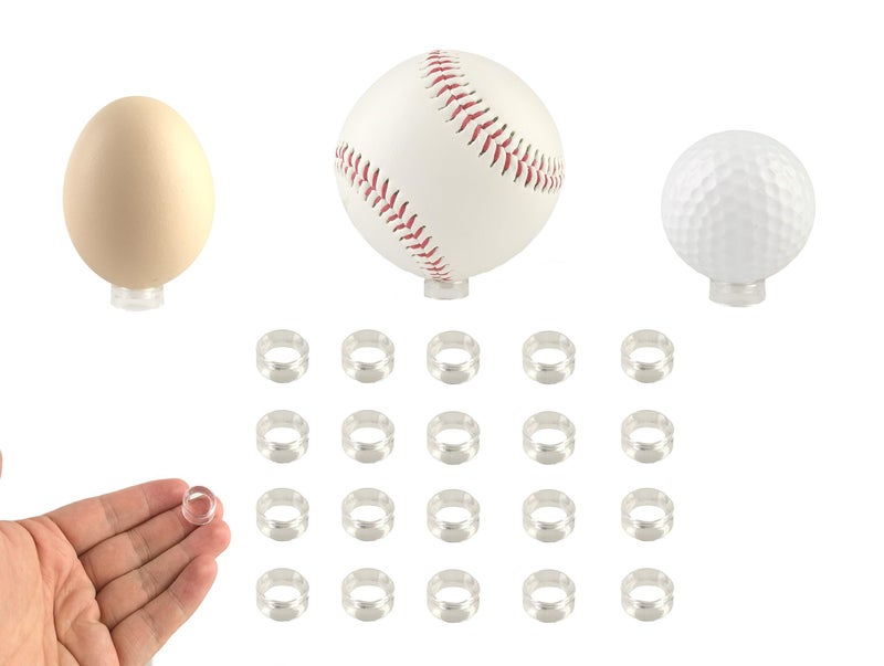Party Zealot Small Clear Display Stand Ring Holder  30 PCS 06 Inches  Round Beveled Pedestal for Dragon Ball Golf Baseball Egg Spheres Marble  Hold Up to 10lb  Perfect for Small Collections