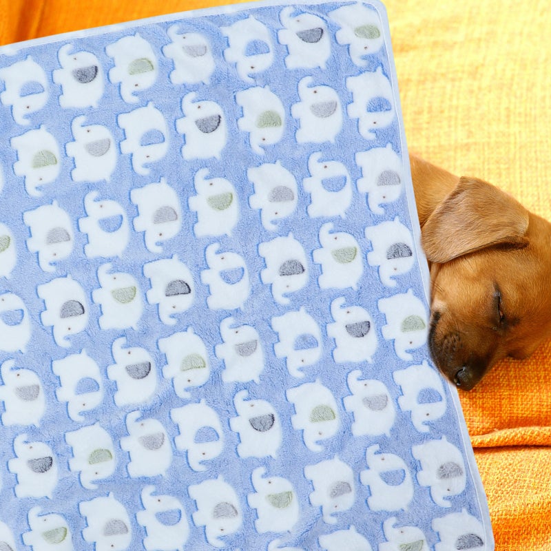 Elephant Pattern Dog Blanket Soft Puppy Blanket Warm Sleeping Pad Small Animal Warm Pad - Image 4