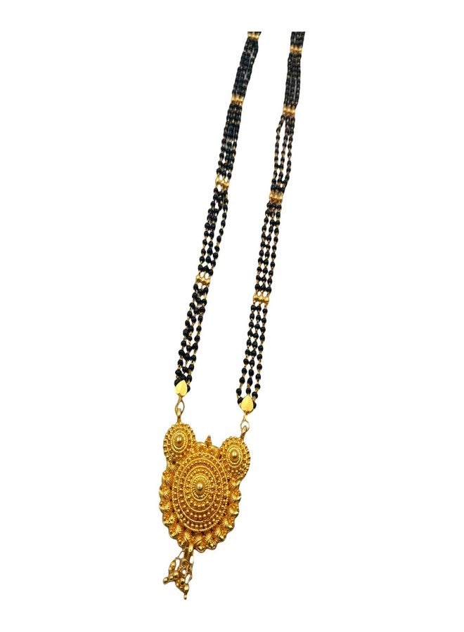 Swaroop Designer Mangalsutra For Women Stylish New Gold Plated Mangalsutra Long Size Heavy Design Long Black Bead Chain 178 - Image 1
