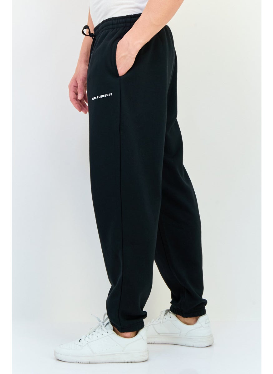 Core Elements Men Brand Logo Jogger Pants, Black  - Image 2