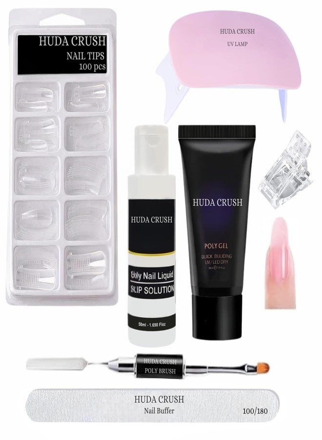 HUDACRUSH Huda Crush Nails Extension Kit - Completes With Nail Tips, Nail Clips, Polygel, Polybrush, Lamp & Buffer - Premium Nail gel & Nail Art Products for Women and Girls - Image 1