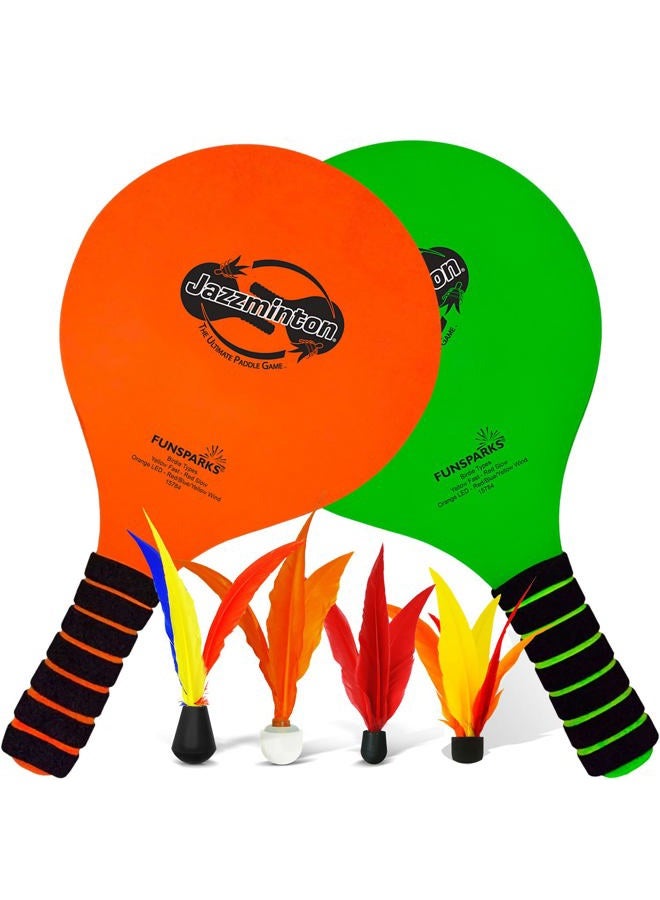 Jazzminton Funsparks Jazzminton Variety Paddle Ball Game - Racquetball Set Wooden Beach Racket Games for Kids and Adults - Image 1