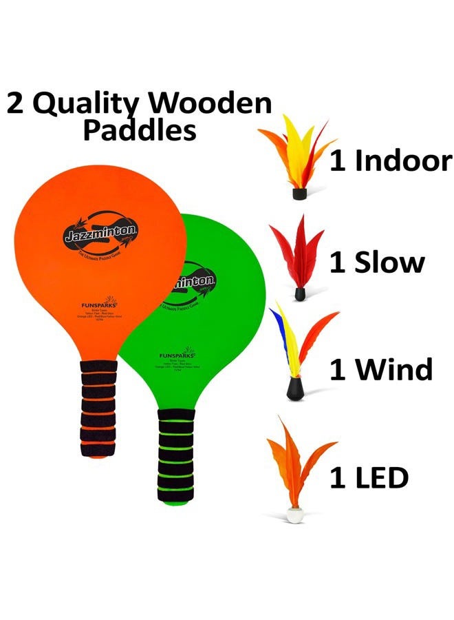Jazzminton Funsparks Jazzminton Variety Paddle Ball Game - Racquetball Set Wooden Beach Racket Games for Kids and Adults - Image 5