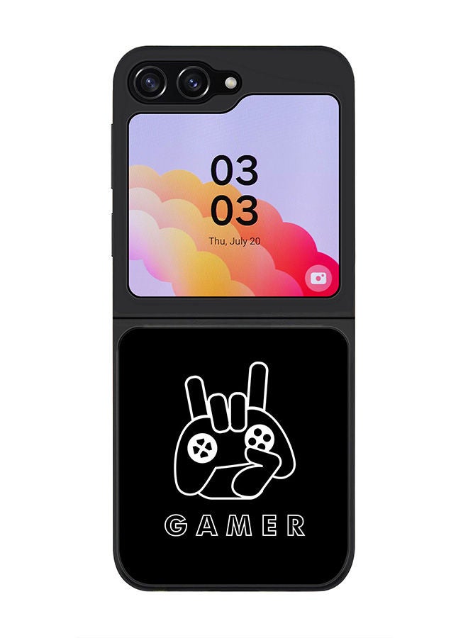 Stylizedd Rugged Black edge case for Samsung Galaxy Z Flip5, Slim fit Soft Case Flexible Rubber Edges Anti Drop TPU Gel Thin Cover -  Gamer  - Image 1