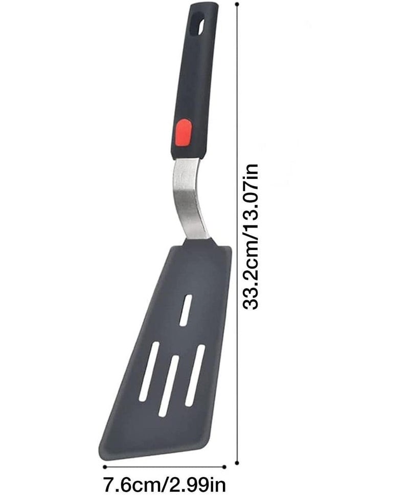 Turbid Silicone Spatula - Nonstick, Heat Resistant Cooking & Baking Flipper for Pancakes, Omelettes, Pizza, Steak, Dosa - Ideal for Griddle Pans, Cookware and Fish Turner (Angle Slotted Spatula) - Image 2
