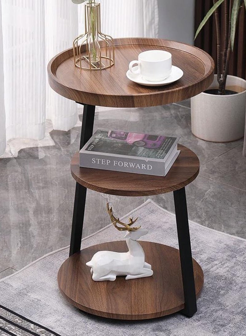 DubaiGallery 3-layers Side table for living room sofa side Nordic simplicity coffee table flower stand iron and wooden home Multifunction decorative shelf Storage rack - Image 2