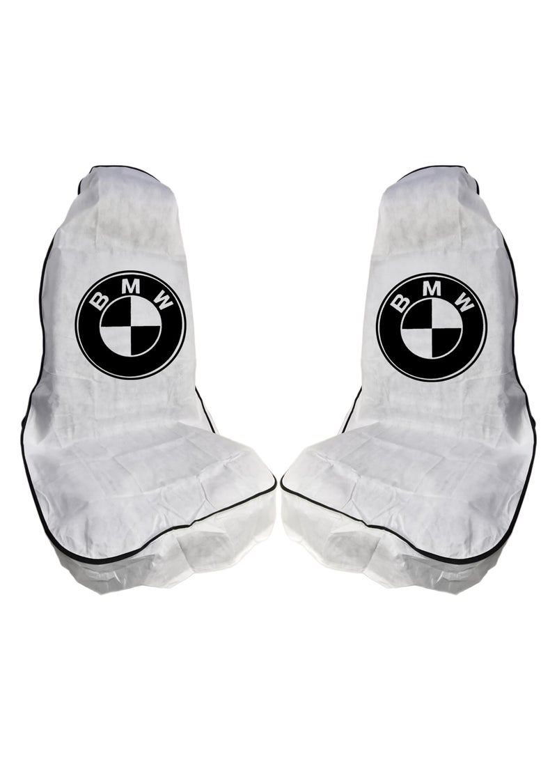 BMW Universal Car Seat Covers – 2PCS, Durable Waterproof Design with BMW Logo, Easy Installation, Ideal for Car Interior Protection. - Image 3