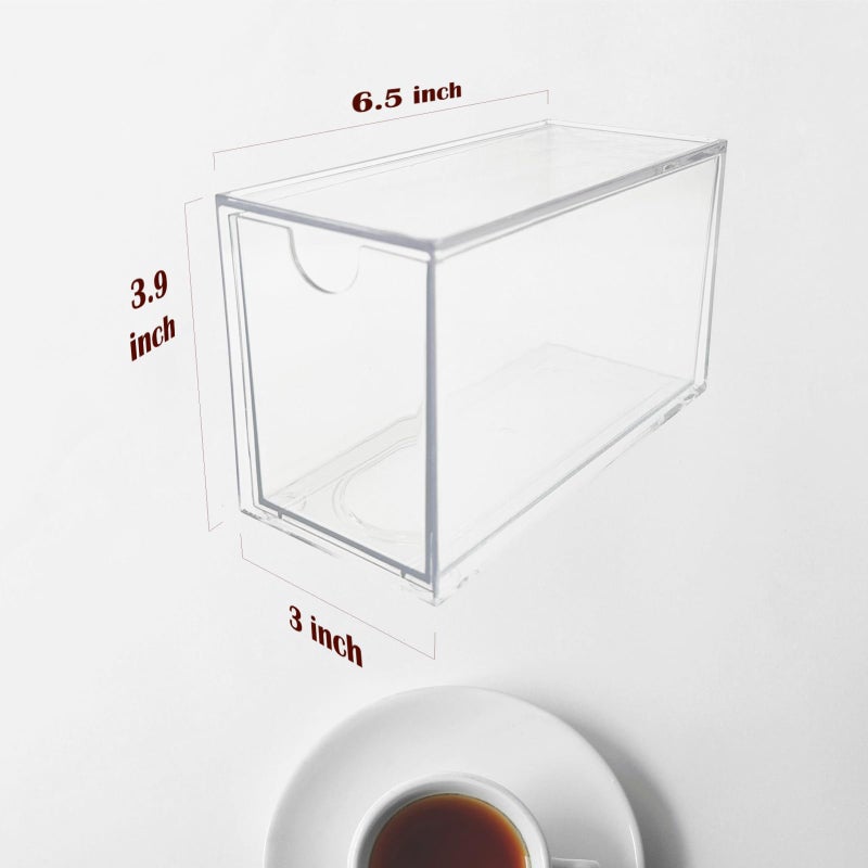 AZEZO 6-Pack Tea Bag Drawers Organizer - 6 Clear Plastic Drawer Tea Bag Holder; Stackable & Portable; Wider Size; Well-Organized Storage for Tea Bags Storage Chestsï¼›High Volume - Image 4