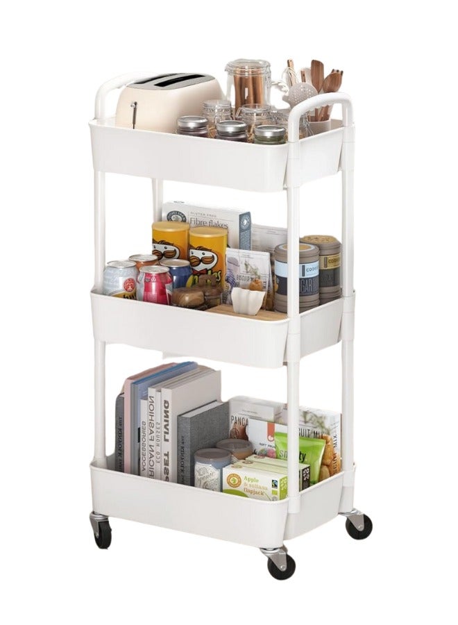 Prince 3-Tier Mesh Wire Rolling Multifunction Utility Cart Trolley With Hook - Image 1