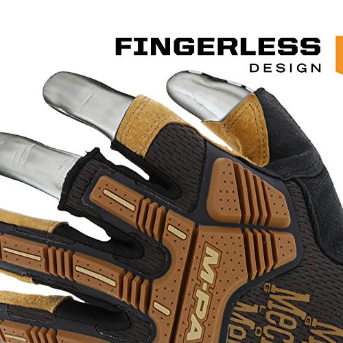 Mechanix Wear M-Pact Leather Framer Gloves - Leather Fingerless Anti-Slip Gloves for Optimal Control - Impact Resistant - Breathable - Machine Washable - Brown/Black - XX-Large - Image 2