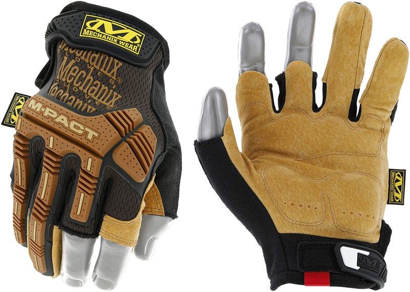 Mechanix Wear M-Pact Leather Framer Gloves - Leather Fingerless Anti-Slip Gloves for Optimal Control - Impact Resistant - Breathable - Machine Washable - Brown/Black - XX-Large - Image 5