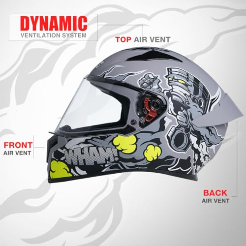 Studds Thunder D10 ISI and DOT Certified Full Face Graphic Helmet for Men and Women with Clear Visor and Painted Spoiler - Image 2
