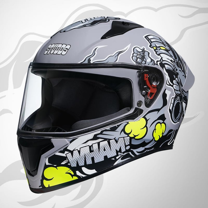 Studds Thunder D10 ISI and DOT Certified Full Face Graphic Helmet for Men and Women with Clear Visor and Painted Spoiler - Image 5