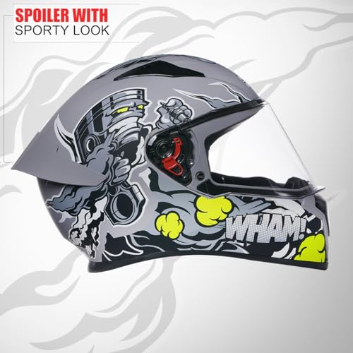 Studds Thunder D10 ISI and DOT Certified Full Face Graphic Helmet for Men and Women with Clear Visor and Painted Spoiler - Image 3