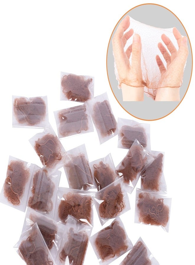 Askuang 20PCS Hair Net 20" Individual Packing Invisible Elastic Edge Mesh Hair Nets for Women Sleeping Ballet Kids Hair Buns Cooking Food Service Wig Nets 50cm Light Brown - Image 3