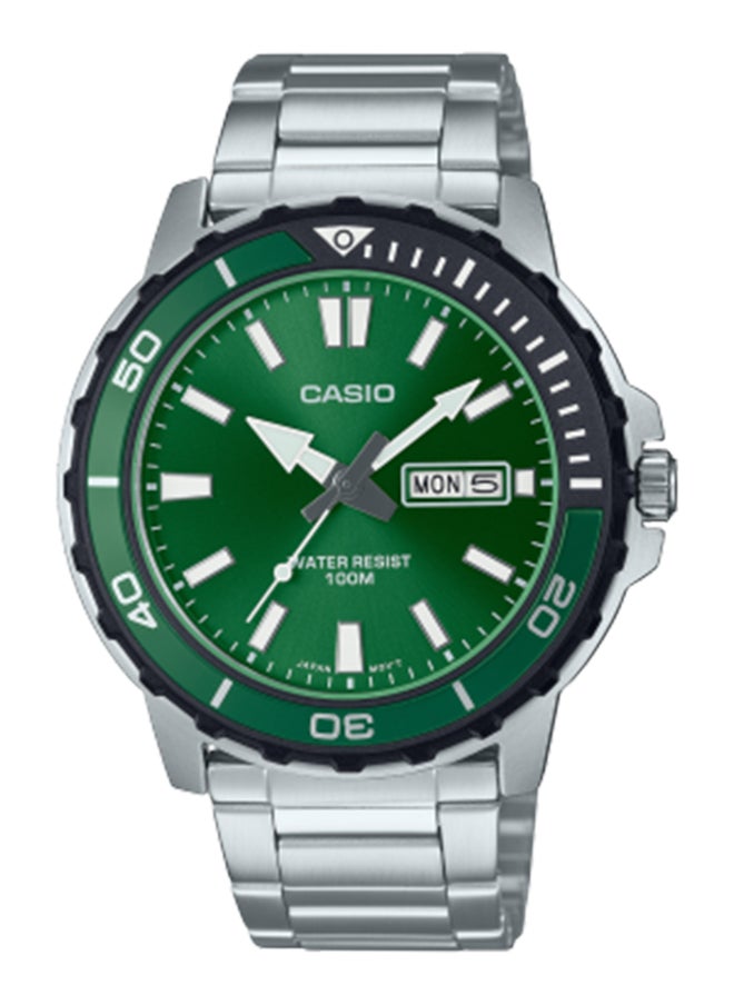CASIO Men's Analog Round Shape Stainless Steel Wrist Watch MTD-125D-3AVDF - 45.6 Mm 