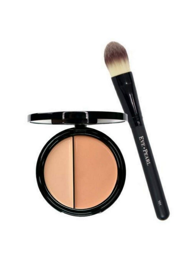 EVE PEARL Hd Dual Foundation Full Coverage Long Lasting Non Greasy Vitamin E Skincare And 101 Foundation Brush Set Makeup Kit (Light)  - Image 1