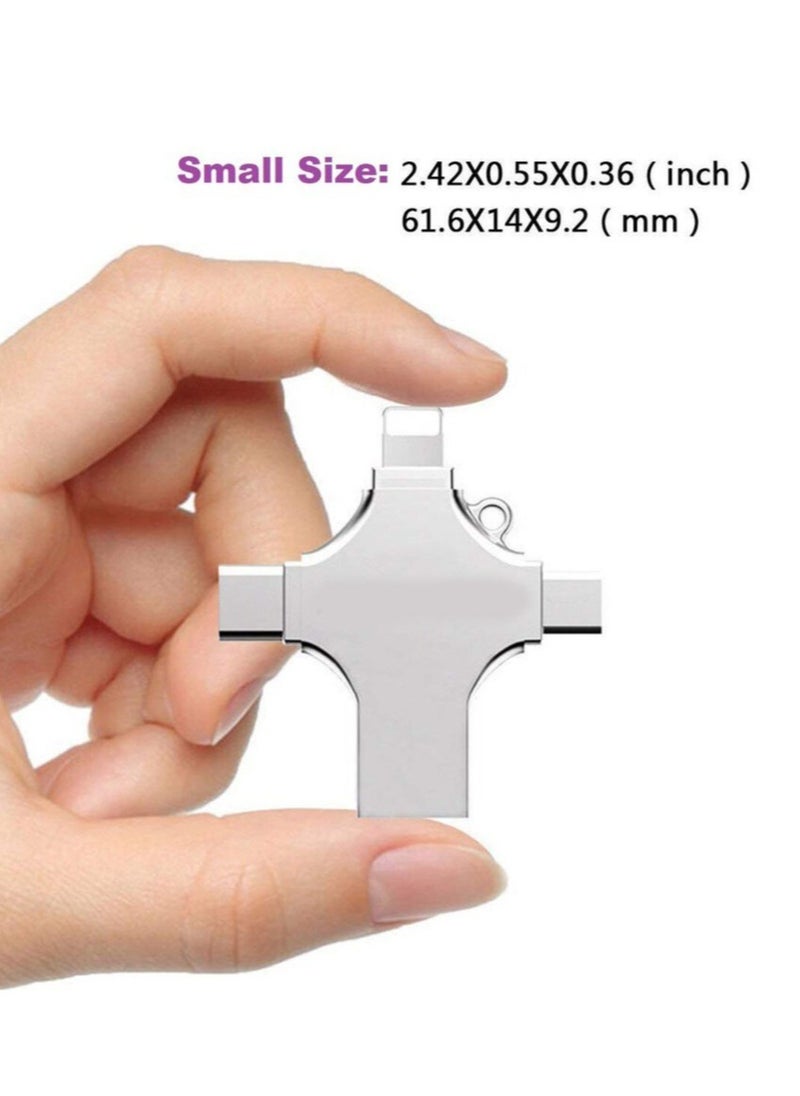 ELTRAZONE - High Speed 4 In 1 Multi-function OTG USB Flash Drive Type-C Pen drive 3.0 Memory Disk For iPad Android iOS PC 256GB) - Image 1