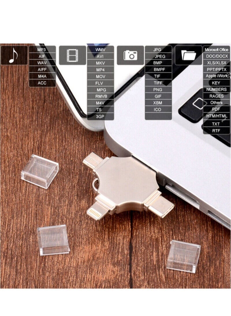 ELTRAZONE - High Speed 4 In 1 Multi-function OTG USB Flash Drive Type-C Pen drive 3.0 Memory Disk For iPad Android iOS PC 256GB) - Image 1