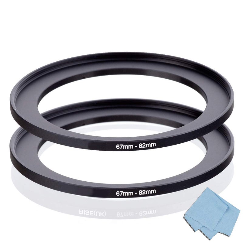 WH1916 67mm82mm Step Up Ring 67mm Lens to 82mm Filter Camera Lens Filter Adapter Ring Lens Converter Accessories 2 Pack with Cleaning Cloth - Image 2
