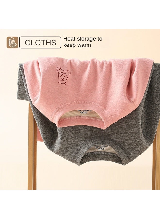 مجموعة ملابس داخلية حرارية من الصوف والحرير للأطفال، ملابس الخريف للصبيان والبنات، بناطيل الخريف، بيجاما ألمانية للرضع بشتاء مخملي مزدوج الوجه - Image 2